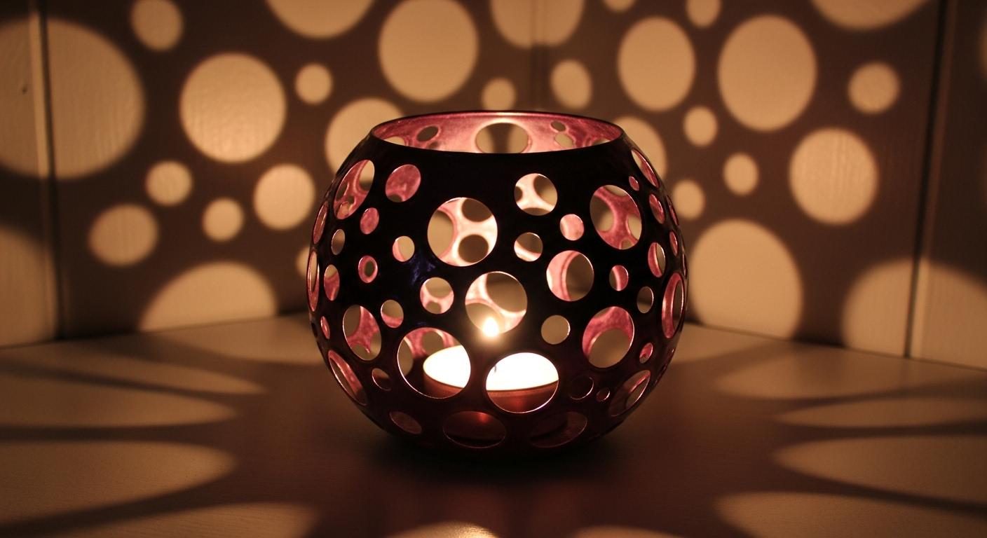 Bubble light candle holder hand painted art light on glass one - Image 1