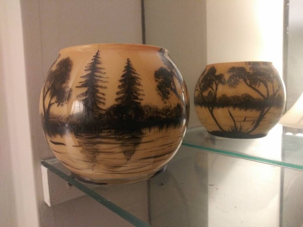 Hand‑Painted Mountain Landscape Candle Holder – Sunset Trees & Lake Silhouette, Unique Nature‑Inspired Gift - Thumbnail 7