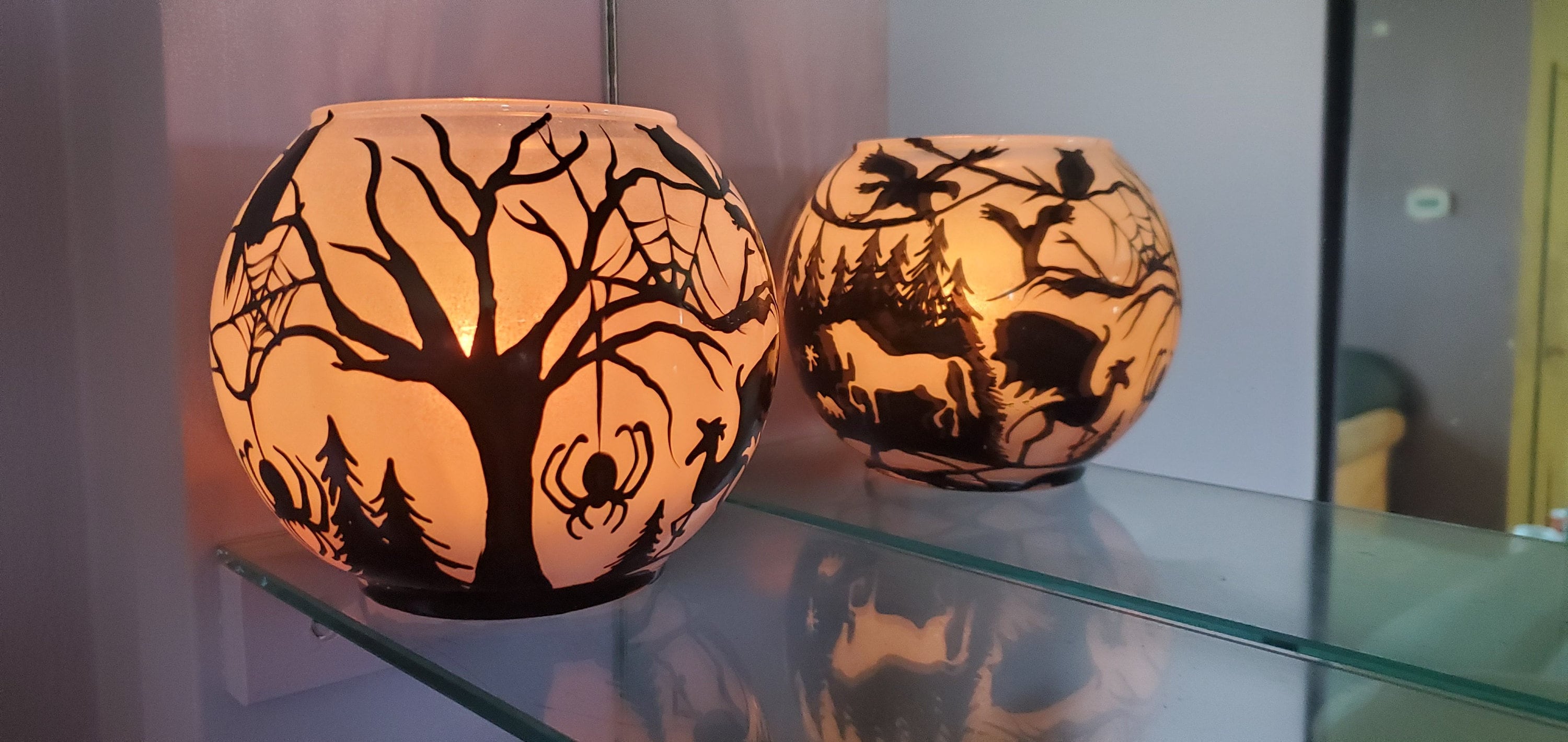 Hand Painted Halloween Candle Holder: Harry Potter Magical Creatures - Thumbnail 2