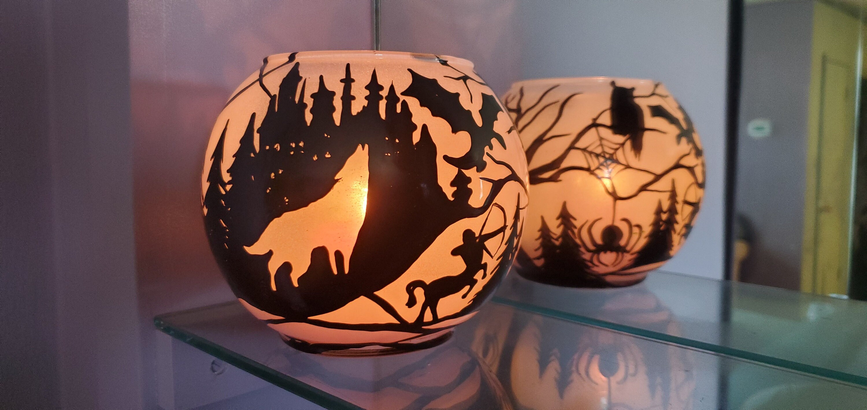 Hand Painted Halloween Candle Holder: Harry Potter Magical Creatures - Thumbnail 5