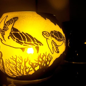 Hand Painted Sea Turtle Candle Holder: Unique Ocean Gift