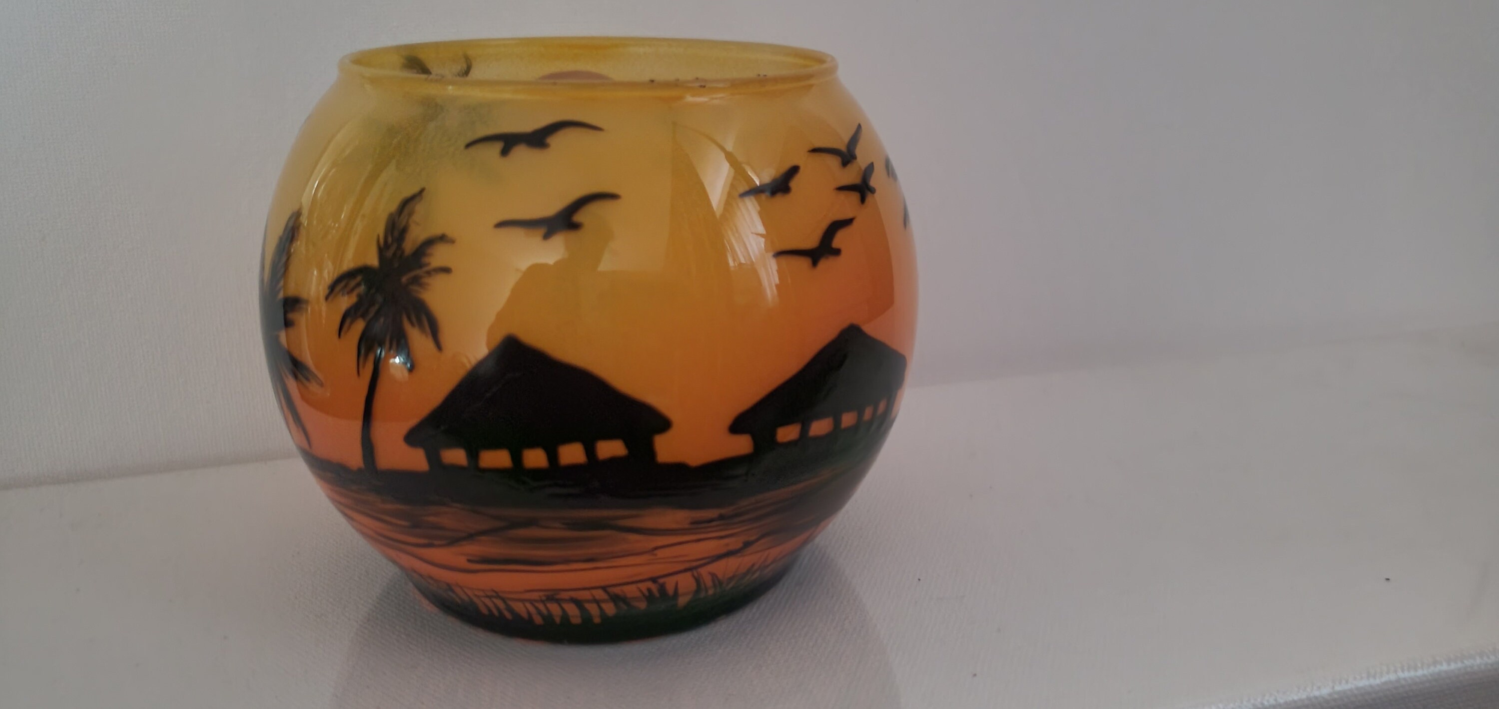 Sunset in the beach hand painted candle holder - Thumbnail 6