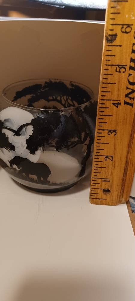 Hand Painted Cherry Blossom Candle Holder: Japanese Mountain Art Glass Bowl (4.9") - Thumbnail 5