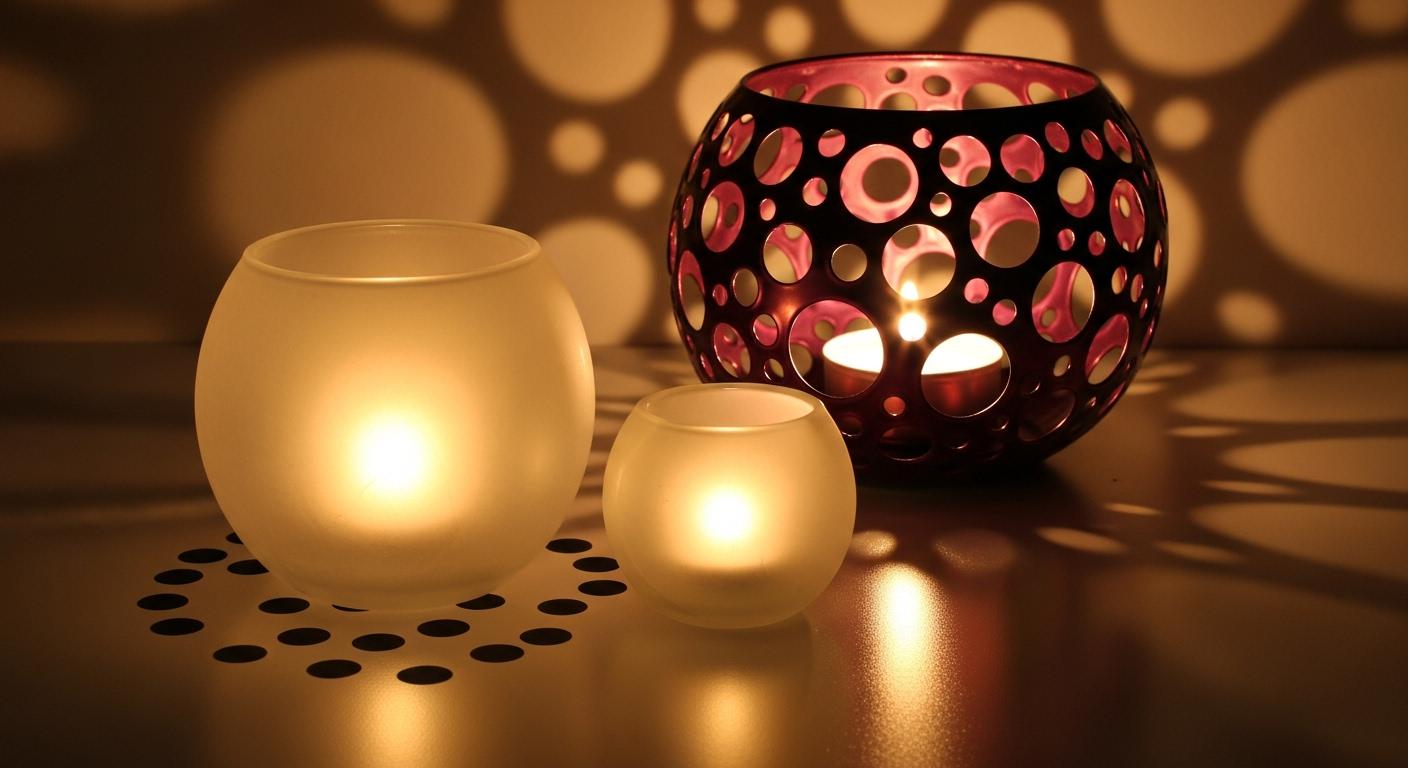 Bubble light candle holder hand painted art light on glass one - Thumbnail 4