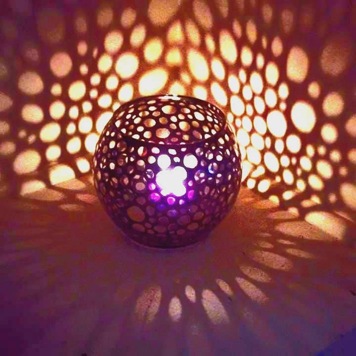 Bubble light candle holder hand painted art light on glass one - Thumbnail 5