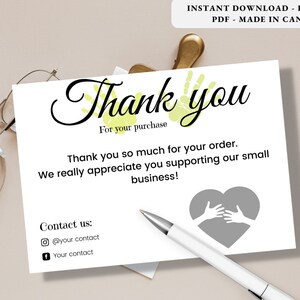 Online kleine bedrijven dank u kaartsjabloon, Instant Download, afdrukbare sjabloon voor visitekaartjes, DIY telefoonkaart, bewerkbare kaart,