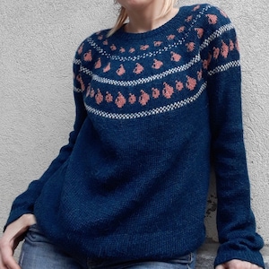 PDF Knitting Pattern Under the Rain (Lady) in english & italiano - Stranded Sweater Knitting Women Pullover fair isle Tricot Strikke Jumper