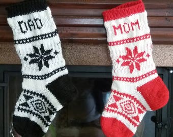 PDF Knitting Pattern - Christmas Stocking with customizable script