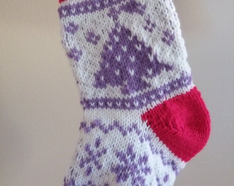 Christmas Tree Stocking PDF Knitting Pattern - DIY Christmas Stocking - Calza della Befana