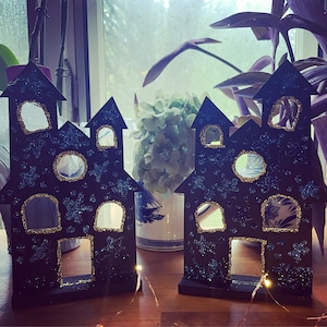 Sparkle & Spooky Haunted Houses Set of 2 Decorations