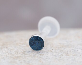 16g 1,2mm Labret Ohrstecker Bioflex Lippenpiercing Knorpel Tragus Helix Ohrring • Farbe Galaxy Blau