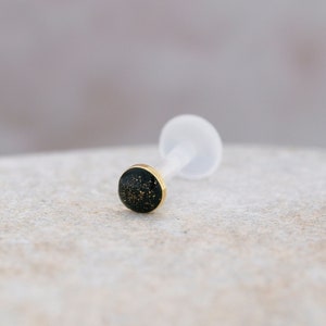 Tragus Helix 16g Gold Black Labret 16G BioFlex • Dot 3mm