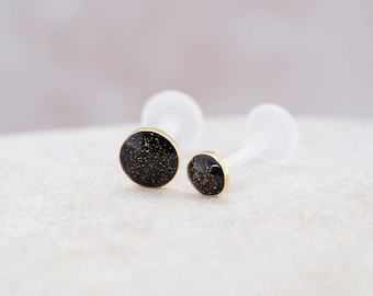 Tragus Helix 16g Gold Schwarz Labret 16G BioFlex