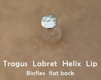 Tragus Oorbellen Disc Sterling zilver / Labret / 16G / BioFlex / goud / verguld / labret oorbel / tragus / kraakbeen oorbel / lip piercing,