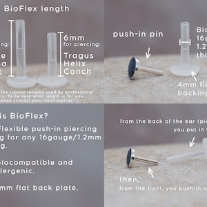 Dot Helix Earring 16g Tragus Stud 2 3 4mm Dot Gold Labret 16G BioFlex Gold Tragus Cartilage Lip Piercing image 8