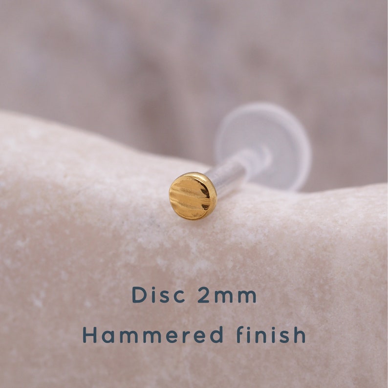 Dot Helix Earring 16g Tragus Stud 2 3 4mm Dot Gold Labret 16G BioFlex Gold Tragus Cartilage Lip Piercing image 2