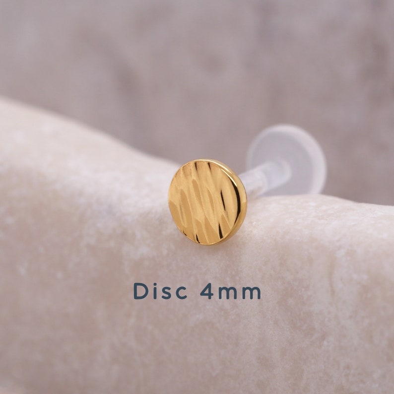 Dot Helix Earring 16g Tragus Stud 2 3 4mm Dot Gold Labret 16G BioFlex Gold Tragus Cartilage Lip Piercing image 6