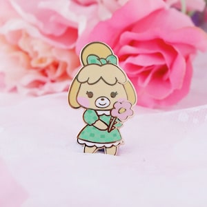 Isabelle enamel pin, ac pin, animal crossin, loveaprilmoon pin, fan art pin, new horizon pin, isabelle pin