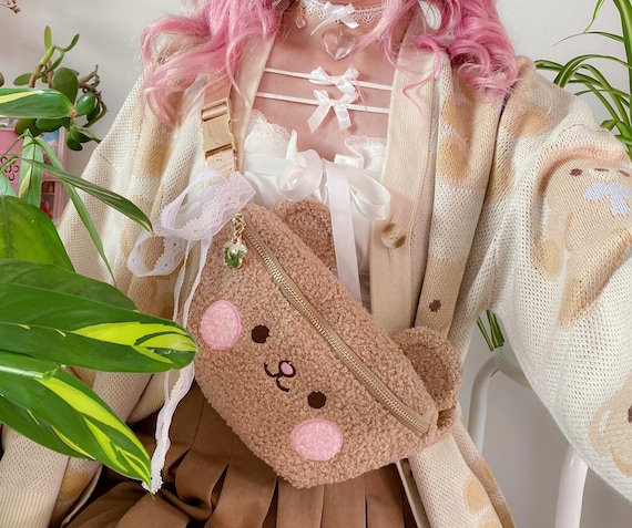 Brown Bear Fanny Pack Bear Bag Purse Kawaii Animal Bear Bag Cross Body Bag Cute Bear Loveaprilmoon Accessory Neutral Etsy UK
