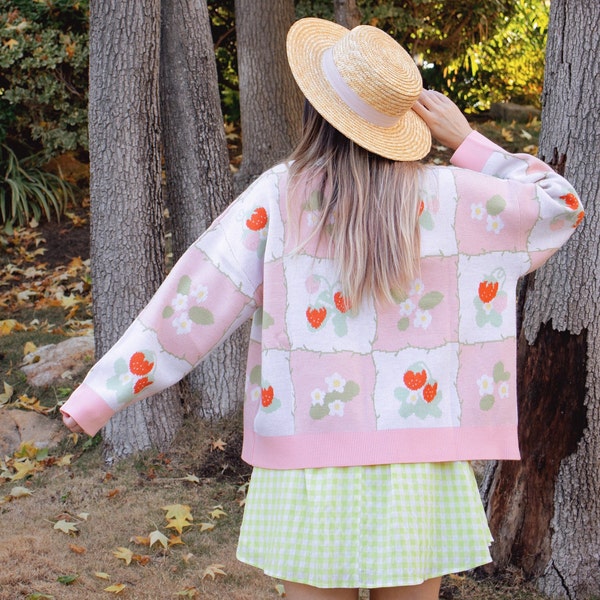 Strawberry Jacquard Knit Cardigan main image 0