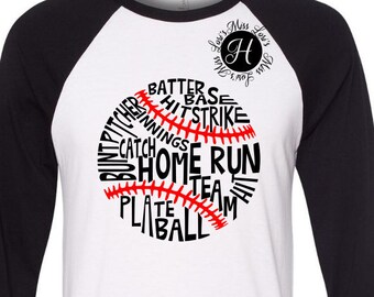Men's Personalized Baseball Raglan Shirt Subway Art Shirt Baseball Subway Art Baseball Typography Custom 34 Sleeve