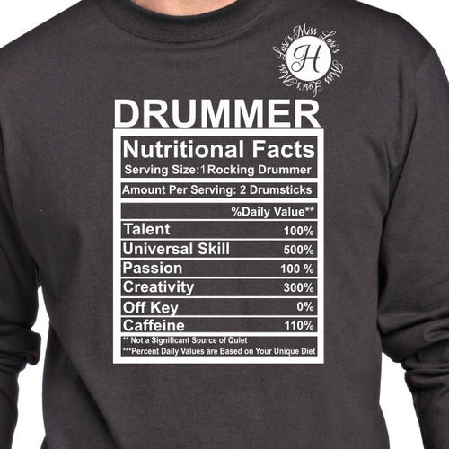 Drummer Nutritional Facts SVG DFX EPS Png Cricut Cameo With Etsy