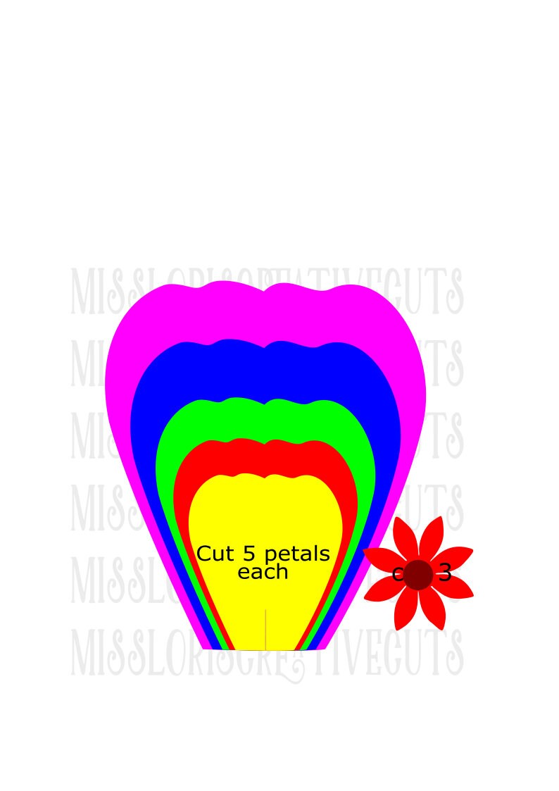 Giant Flower template 4 SVG dfx Cut file flower tutorial giant | Etsy