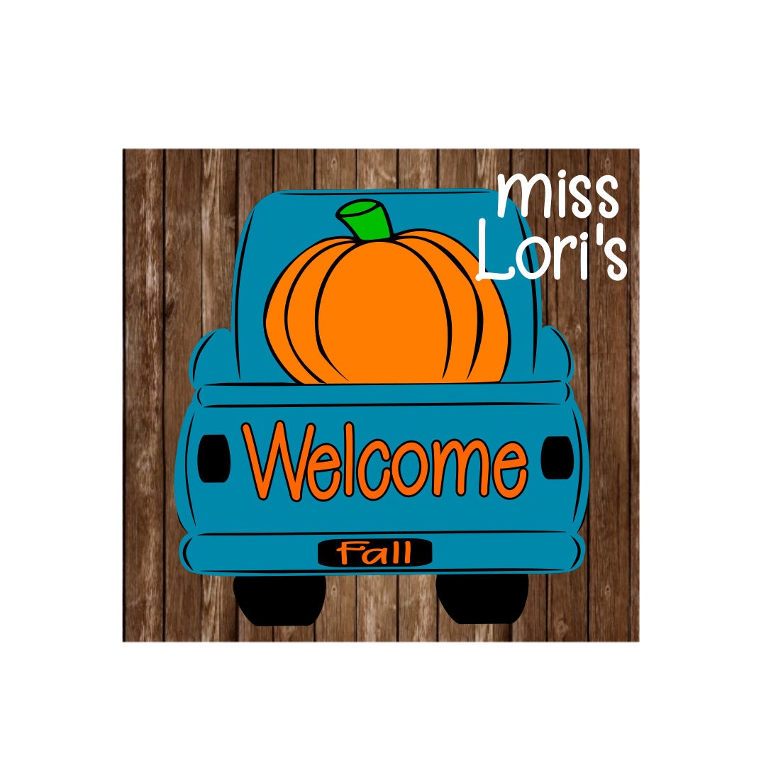 Download Welcome Fall Pumpkin Old truck Halloween SVG DFX Cricut ...
