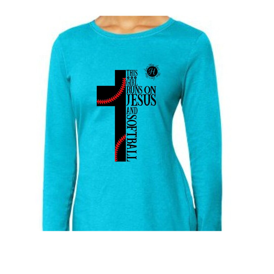 This Girl Runs on Jesus and Softball Cross SVG DFX Scripture - Etsy