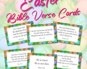 Tarjetas de Versículos Bíblicos de Pascua, Semana Santa, Tarjetas Religiosas de Pascua, Tarjetas de Pascua Imprimibles, Pascua Cristiana, Regalos Cristianos de Pascua, Biblia de Pascua