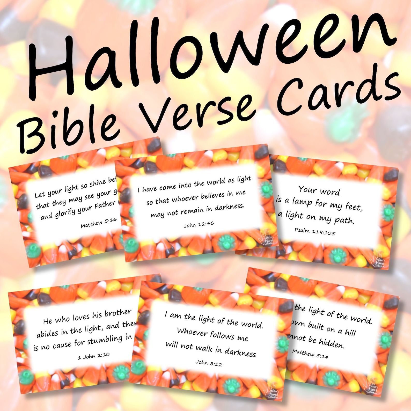 Christian Halloween Bible Verse Cards for Candy Religious Etsy