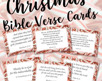Tarjetas de versículos bíblicos de Navidad, tarjetas de las Escrituras para mujeres, imprimibles cristianos, versículos de memoria de la Biblia, regalos religiosos para ella, impresión de Jesús