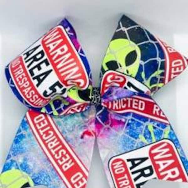 Alien bow/ cheer bow/ boutique bow/ glow in the dark/ Area 51/ outerspace