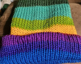 Wendbare Beanie Mütze in Regenbogenfarben