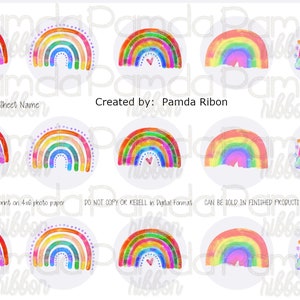 BCI / Rainbow / Aquarel / Aquarel regenbogen / digitaal / instant download / 1 inch afbeeldingen / 4x6 vel / Print thuis / Cabochons