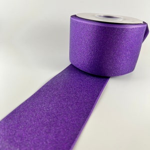 Purple Glitter ribbon/glitter ribbon/ ribbon / 3 inch / hair bows/ 3 inch wide soft glitter/sparkle