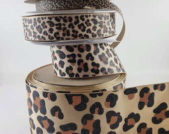 Leopard ribbon / 3 inch / hair bows/ usdr/cheetah