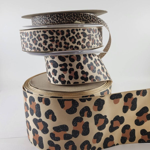 Leopard ribbon / 3 inch / hair bows/ usdr/cheetah