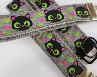 Lobi chiave / portachiavi / Gatto / bagliore nel buio / occhi di gatto