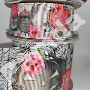 Pumpkins and Skulls/halloween/scary/horror/ ribbon / 3 inch / hair bows/ usdr