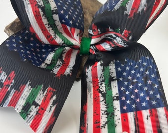 Green line/ boarder patrol/ military/ cheer bow, boutique bow