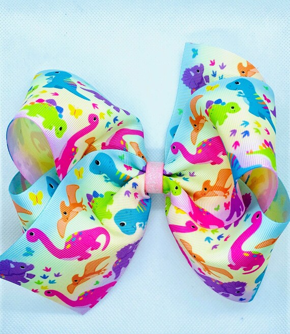 Rainbow Dinosaur Cheer Bow: Boutique Dino Bow