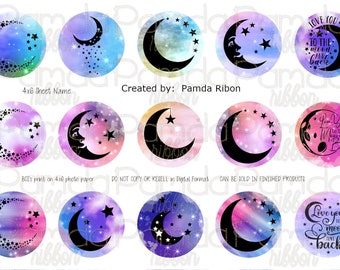 Galaxy moon/ moon/stars/ night sky/ digital/ instant download