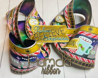 Christmas train/ express train / Christmas hair bow/ boutique bow/ North Pole/ BELIEVE