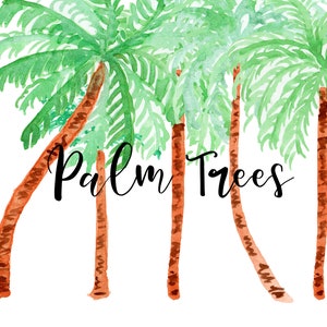 Palm tree clipart, watercolor clipart, summer, tropical, floral clipart, holiday, exotic wedding