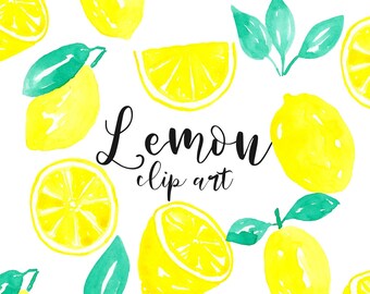 Lemon clipart, watercolor lemon clipart, fruit clip art, spring, summer, lemon graphic, citrus fruit, lemon juice, lemonade
