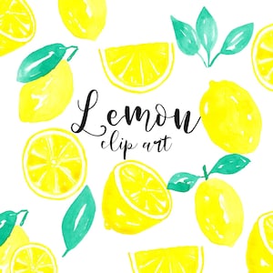 Lemon clipart, watercolor lemon clipart, fruit clip art, spring, summer, lemon graphic, citrus fruit, lemon juice, lemonade