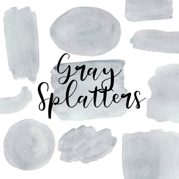Clipart gray splashes #6, gray watercolor, neutral color, brushstrokes, abstract, watercolor shape, scrapbooking, brand identity