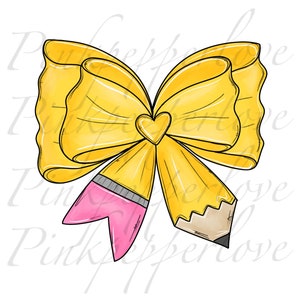 Bleistiftschleife png, Coquette png, Back to school png, Rosa Radiergummi, Sublimationsbleistift, Schule png, Lehrer png, Bleistift Clipart