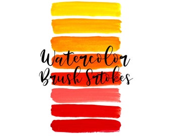 Watercolor lines, brush strokes clip art, orange watercolor, blob clipart, watercolor background, commercial use, yellow brush strokes